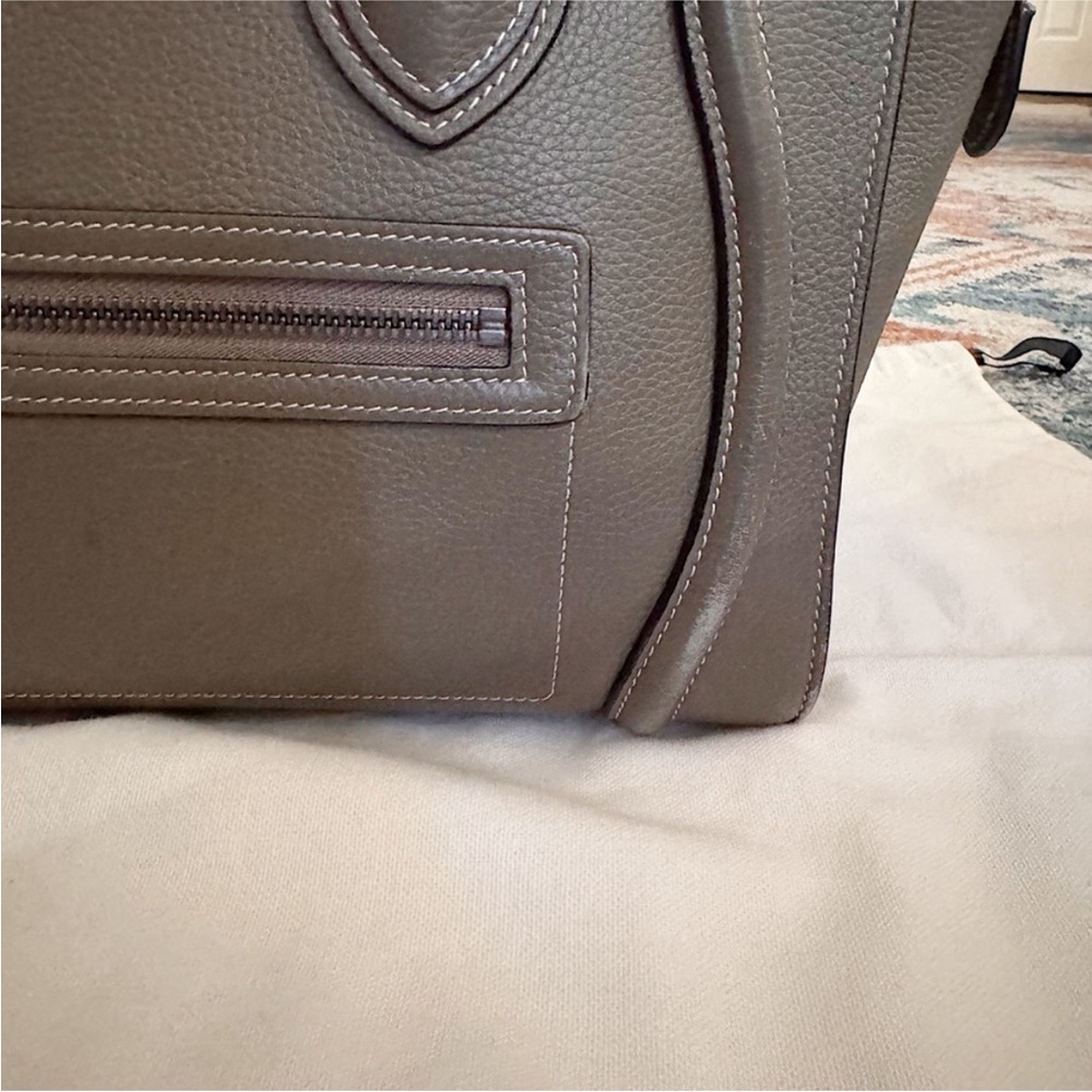 SOLD‼️Celine small luggage top handle satchel Gray taupe Leather Tote Bag - Picture 6 of 16
